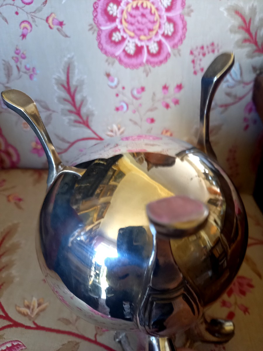 Cafetière XVIIIE tripode en métal doublé -photo-4