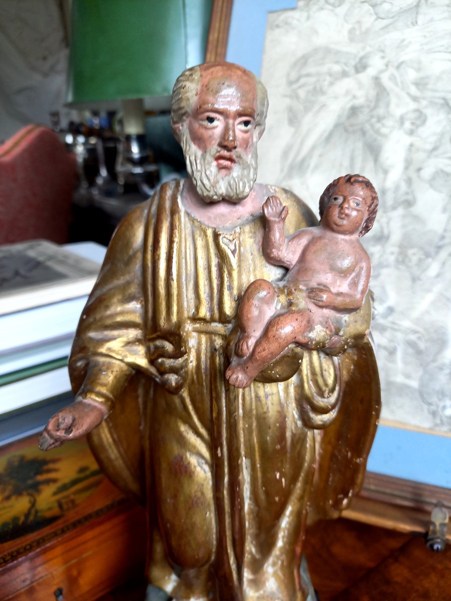 Vers 1830 . Marseille.  Santibelli.  Saint Joseph et l'enfant Jésus -photo-2