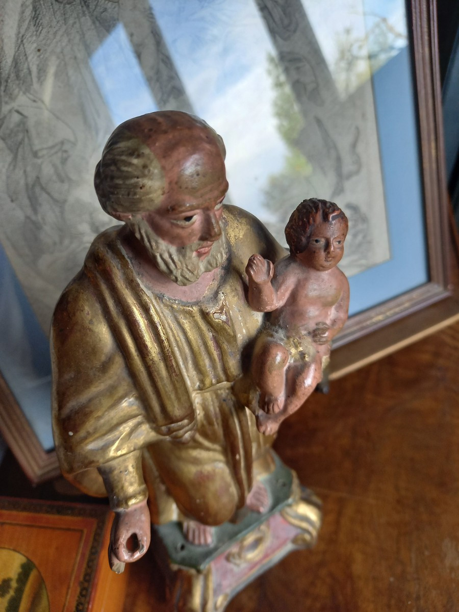 Vers 1830 . Marseille.  Santibelli.  Saint Joseph et l'enfant Jésus -photo-4