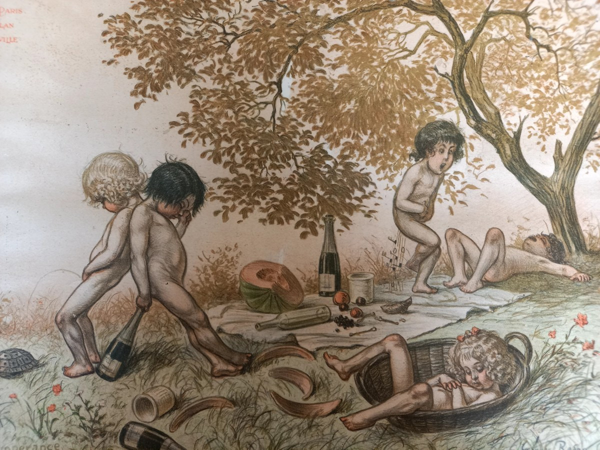 Vers 1900 . Le Pré Catelan.  Quatre Menus illustré par Georges Redon encadré -photo-2