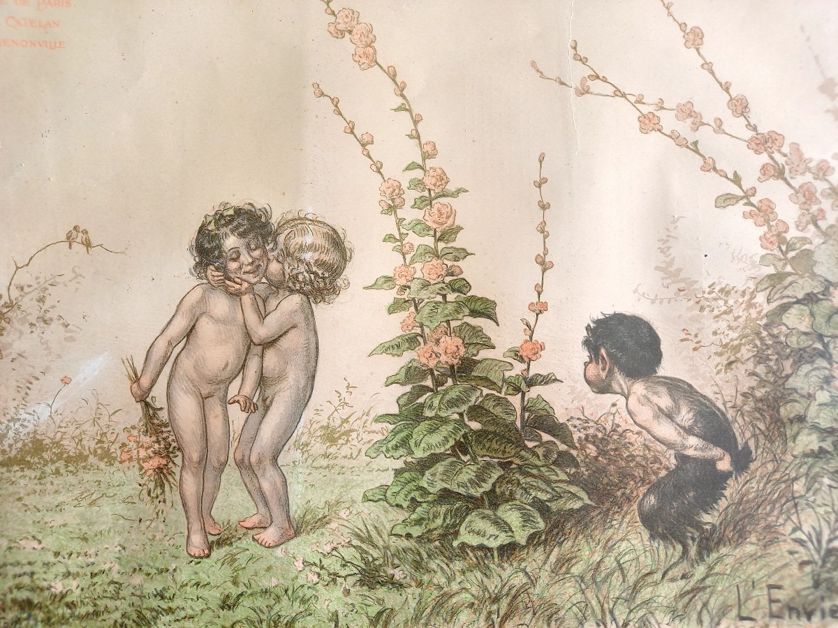 Vers 1900 . Le Pré Catelan.  Quatre Menus illustré par Georges Redon encadré -photo-4