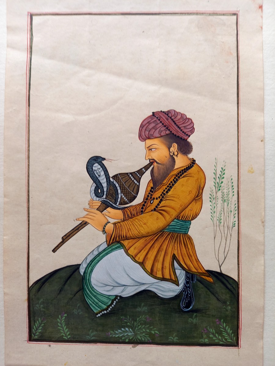 Indian Miniature .the Snake Charmer-photo-3