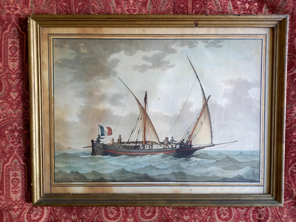 Marseille. 1806 . Joseph Antoine Roux . Portrait Of A Tartane In Rough Seas-photo-2