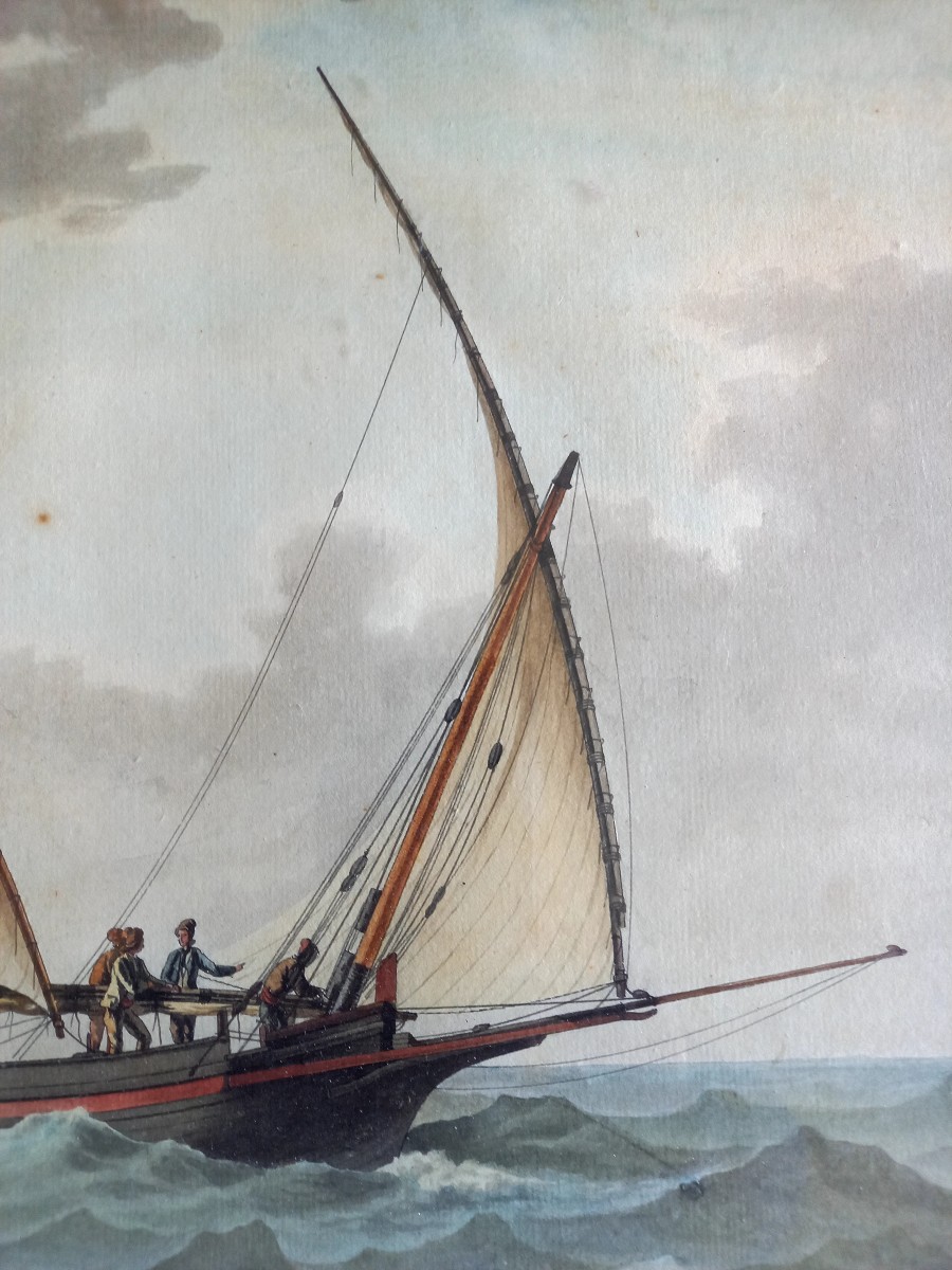 Marseille. 1806 . Joseph Antoine Roux . Portrait Of A Tartane In Rough Seas-photo-1