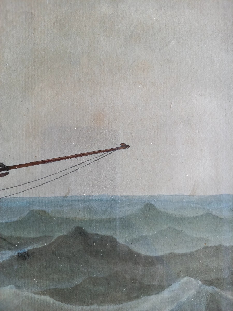 Marseille. 1806 . Joseph Antoine Roux . Portrait Of A Tartane In Rough Seas-photo-3