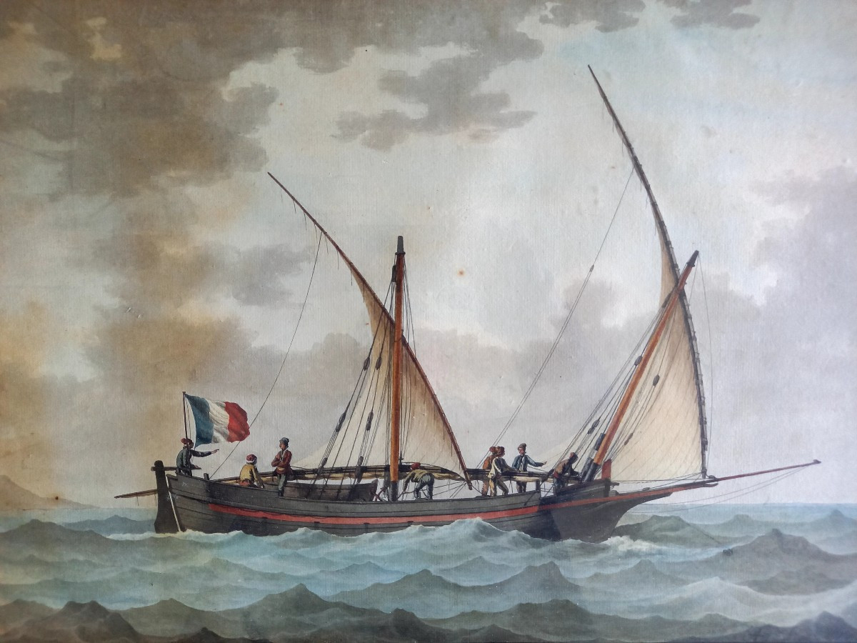 Marseille. 1806 . Joseph Antoine Roux . Portrait Of A Tartane In Rough Seas