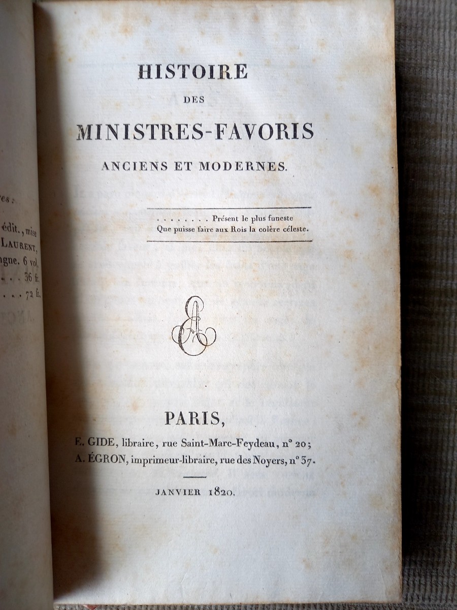 Paris. 1820. Histoire des ministres favoris, anciens et modernes -photo-3