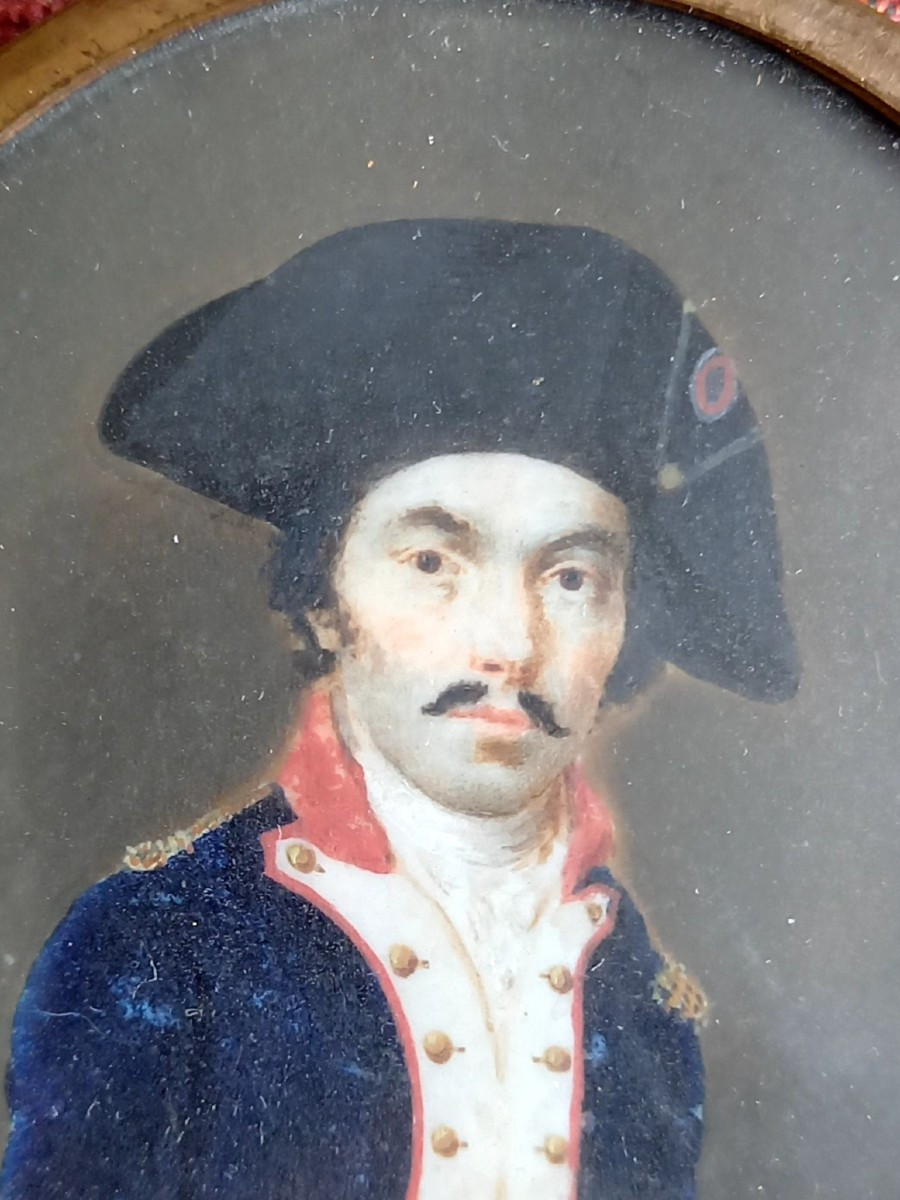 Circa 1790 Miniature Depicting A Young Officer Of The National Guard-photo-2