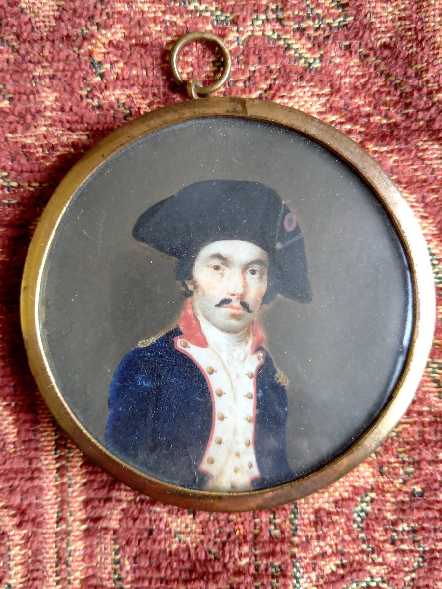 Circa 1790 Miniature Depicting A Young Officer Of The National Guard