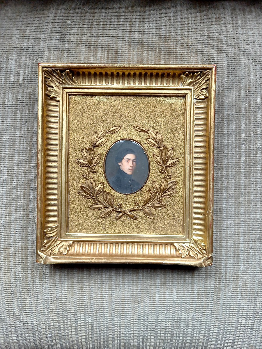 About 1840. Miniature Portrait Of A High School Student-photo-2