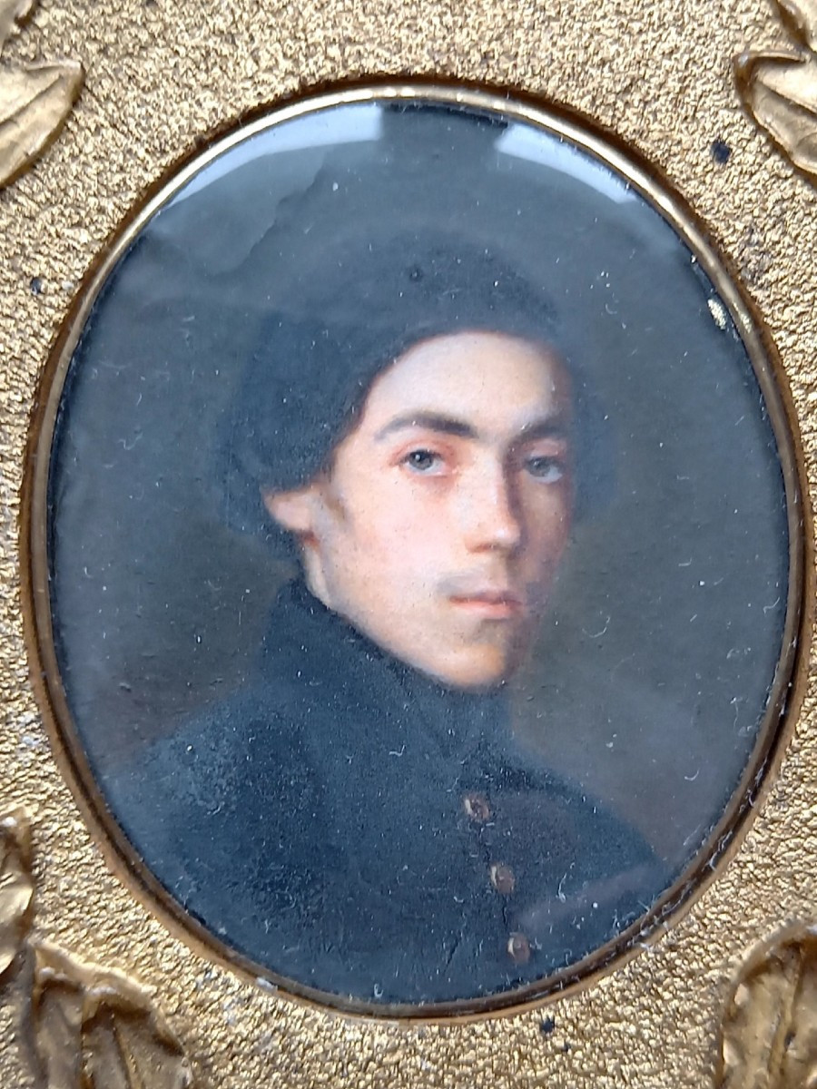 About 1840. Miniature Portrait Of A High School Student-photo-3