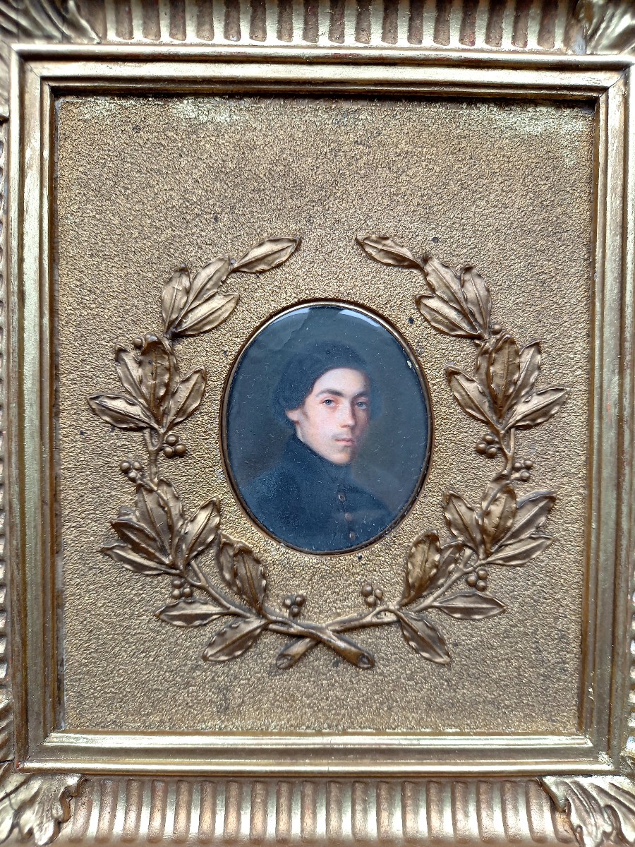 About 1840. Miniature Portrait Of A High School Student-photo-4