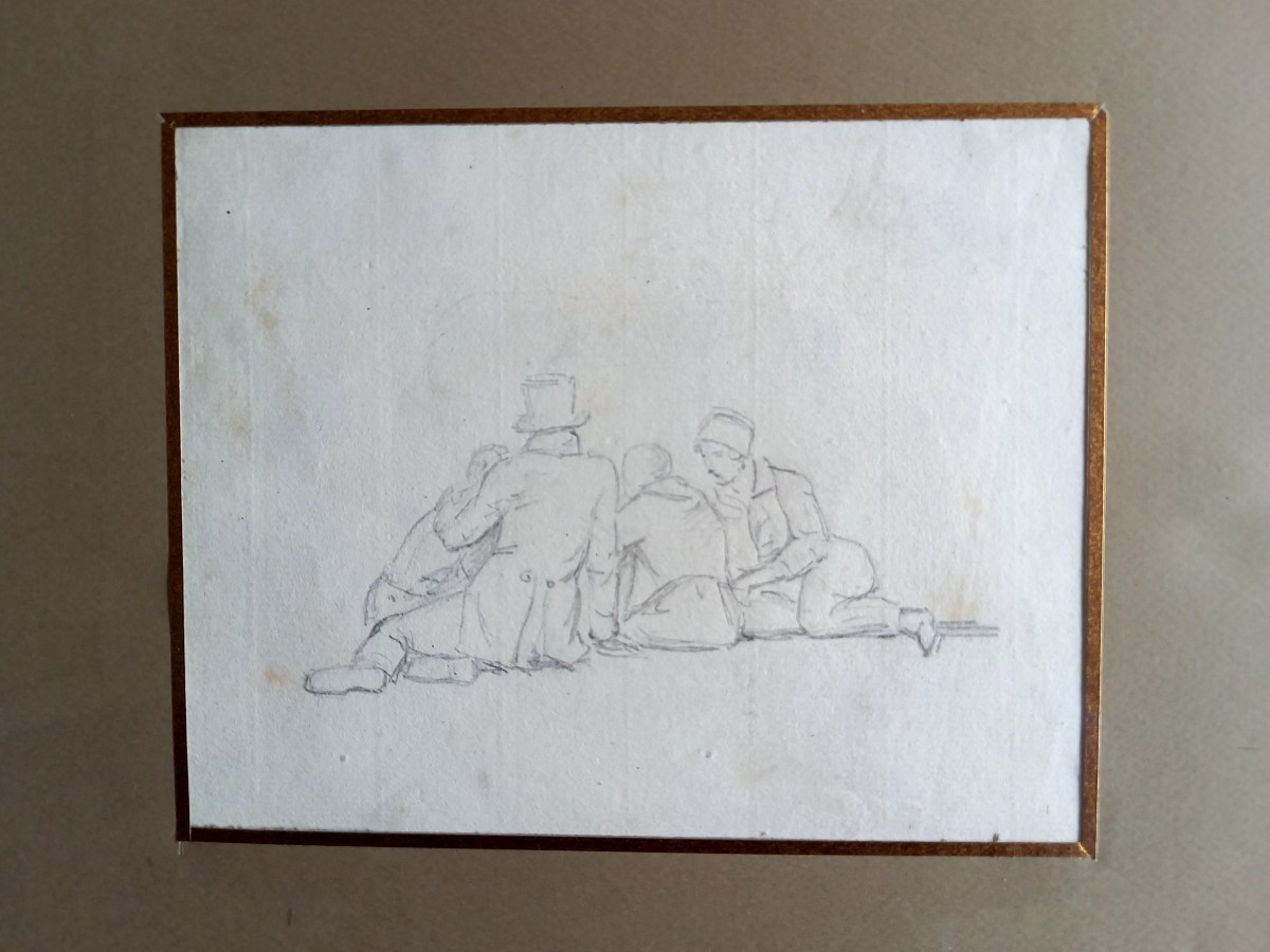 Vers 1820 . Une famille assise sur l'herbe-photo-3