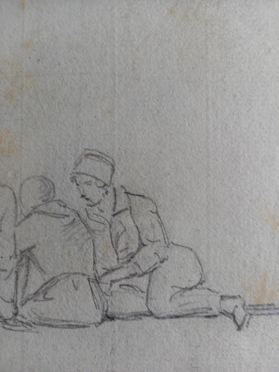 Vers 1820 . Une famille assise sur l'herbe-photo-1