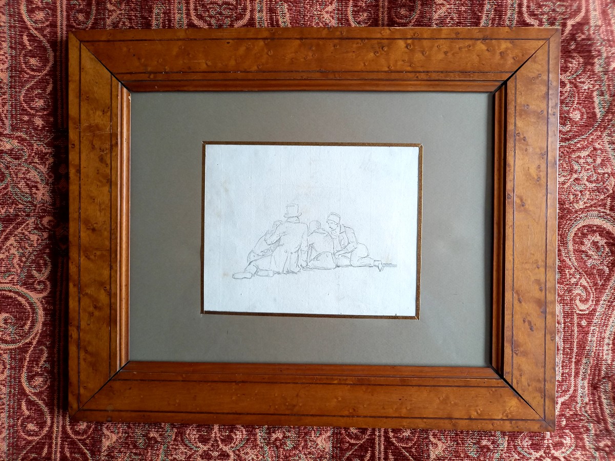 Vers 1820 . Une famille assise sur l'herbe