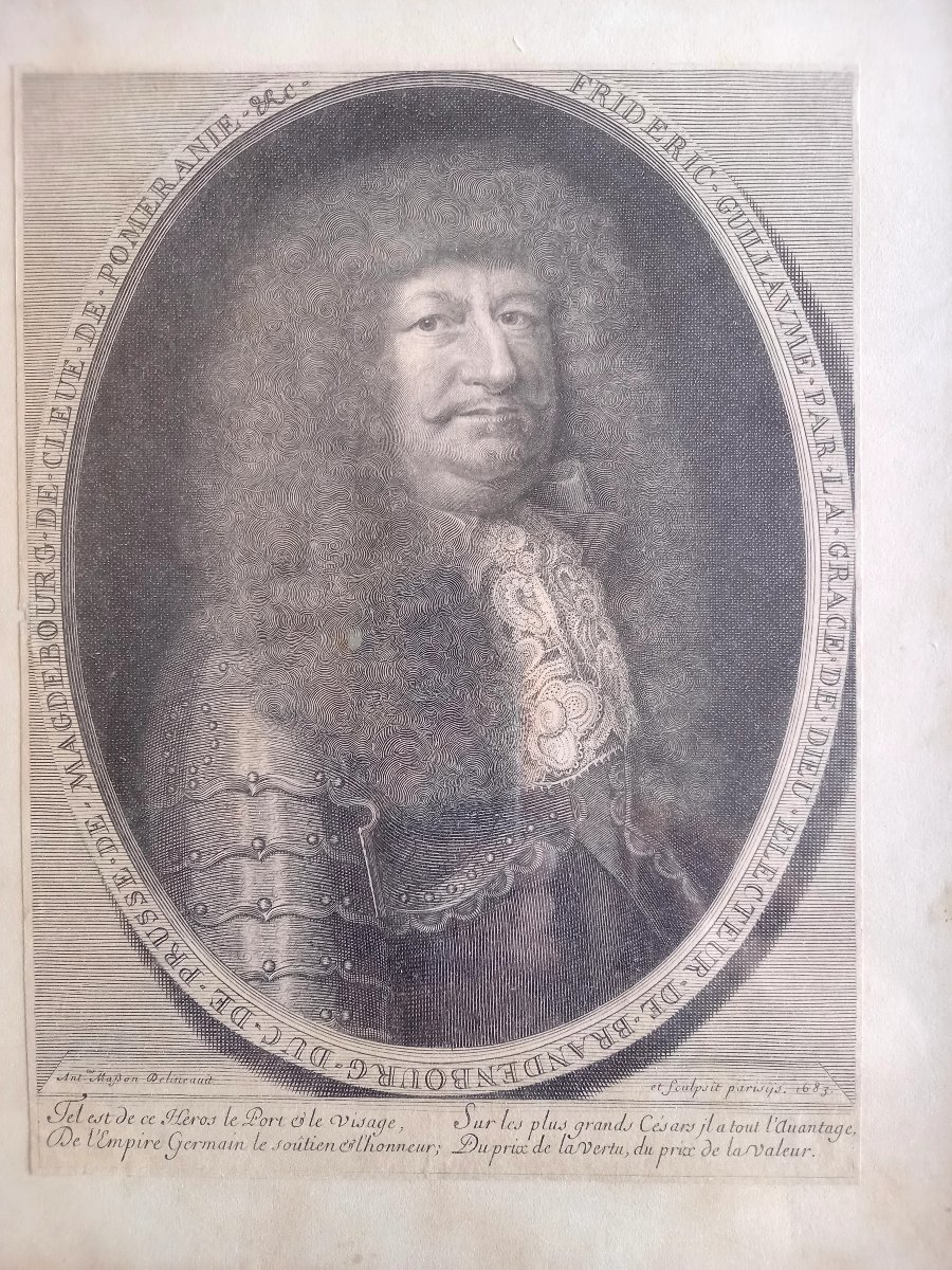 Le Grand Electeur de Brandebourg Gravure XVIIE.  Cadre XVIIIE. -photo-2
