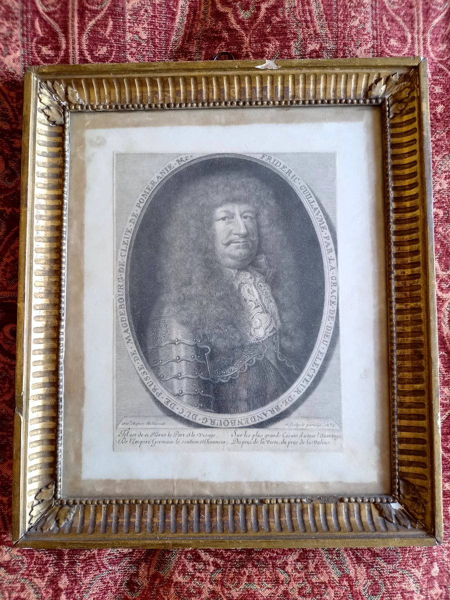 Le Grand Electeur de Brandebourg Gravure XVIIE.  Cadre XVIIIE. 