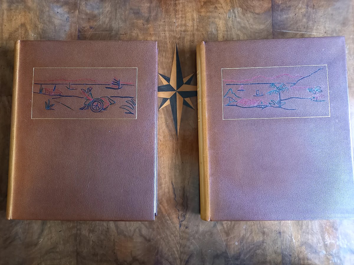 1928. Letters From Tonkin . Illustrated By Jean Bouchaud . 2 Volumes .-photo-2