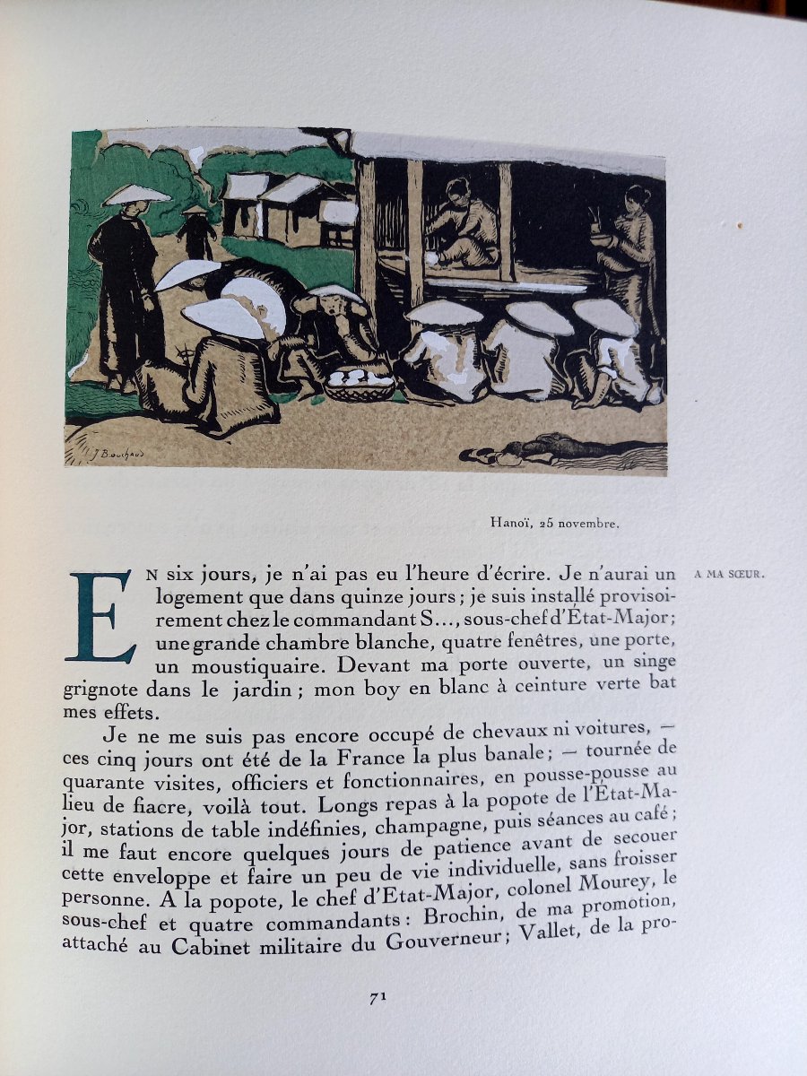 1928. Letters From Tonkin . Illustrated By Jean Bouchaud . 2 Volumes .-photo-4