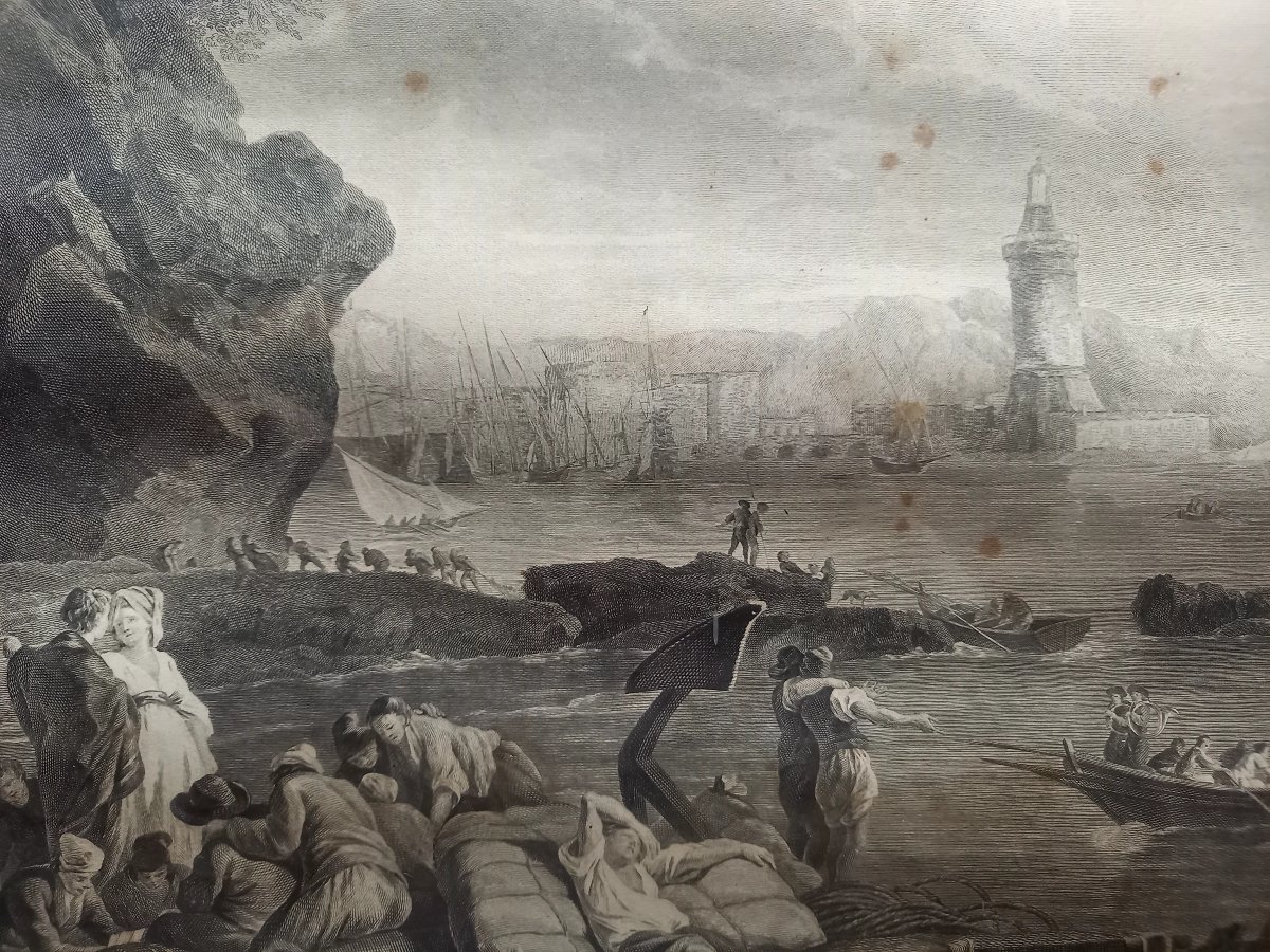 1785. Engraving After Joseph Vernet.  View Of Pausylipe, Near Naples-photo-4