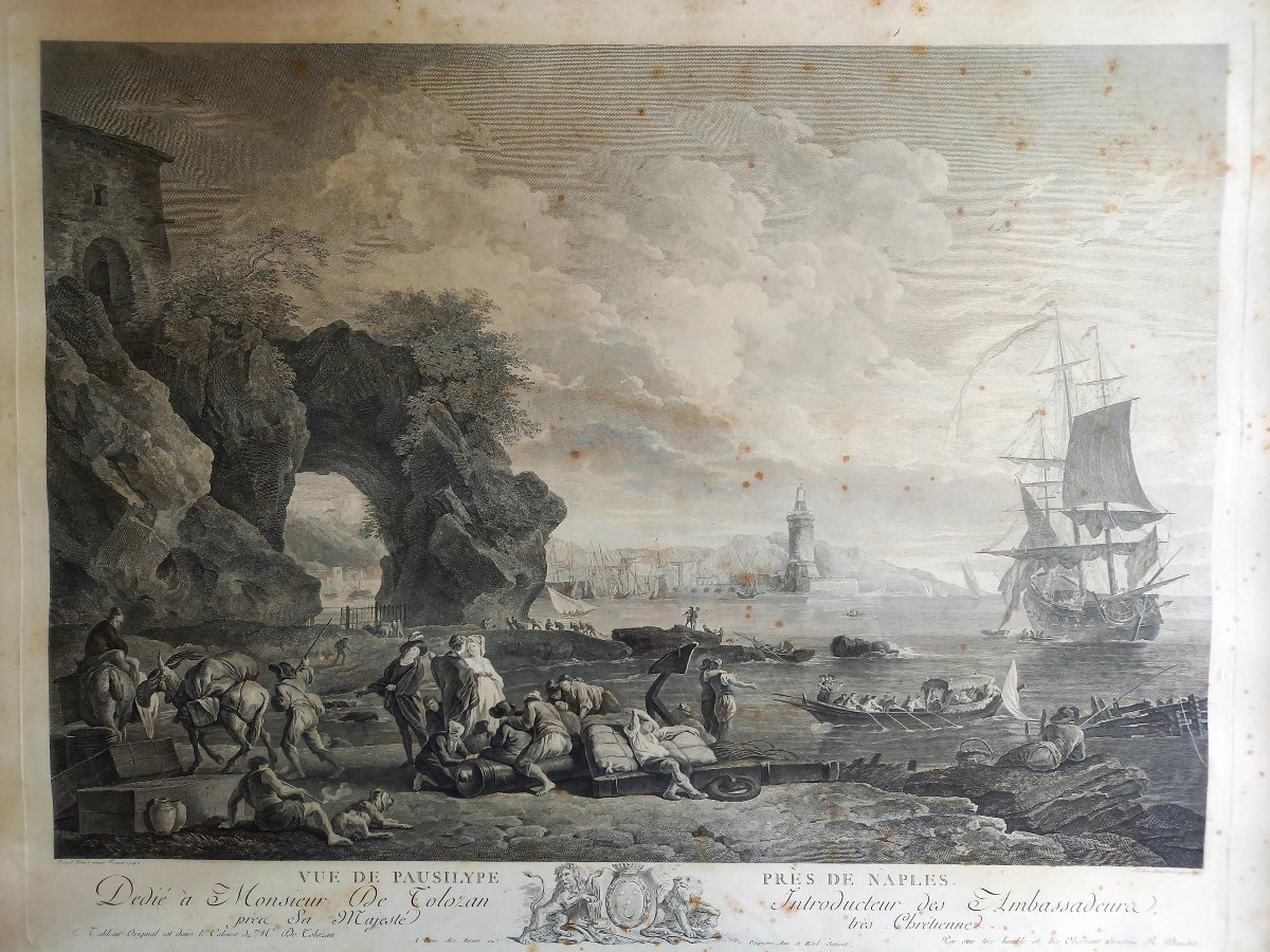 1785. Engraving After Joseph Vernet.  View Of Pausylipe, Near Naples