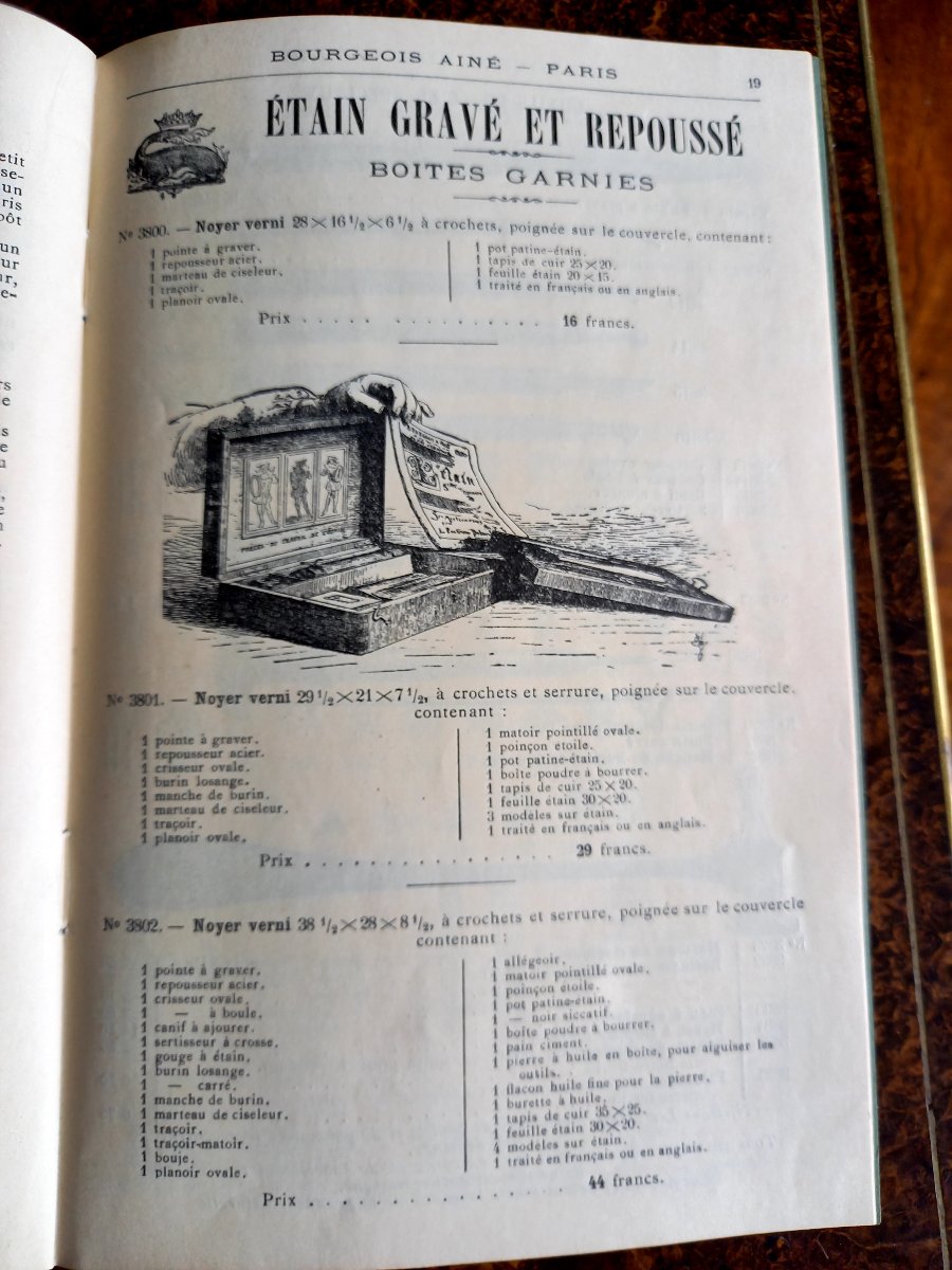 Vers 1900 . Maison Lefranc & Bourgeois.  Nécessaire de gravure sur etain-photo-5