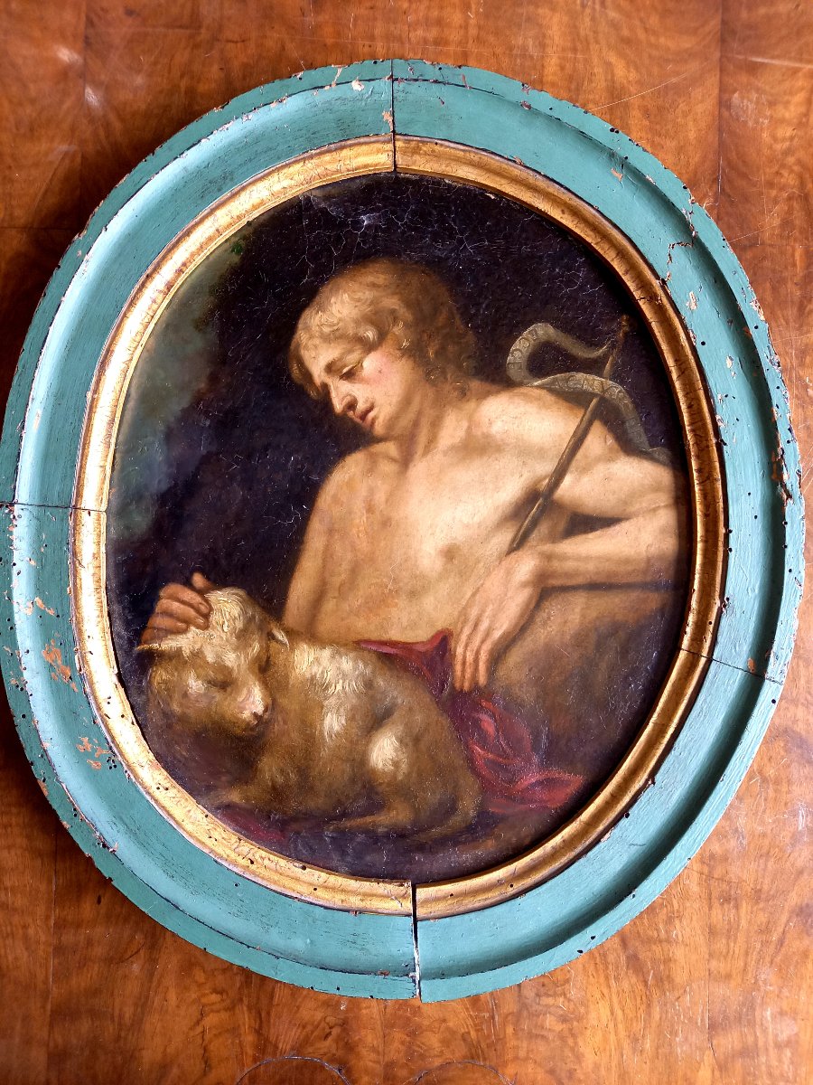 Oil On Copper, Late 17th Century, Saint John The Baptist And The Lamb,-photo-2