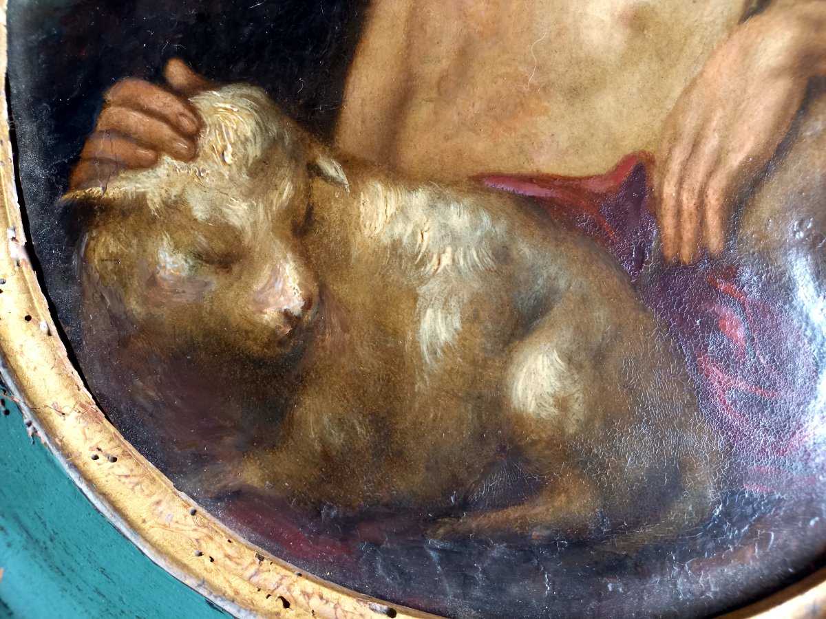 Oil On Copper, Late 17th Century, Saint John The Baptist And The Lamb,-photo-2