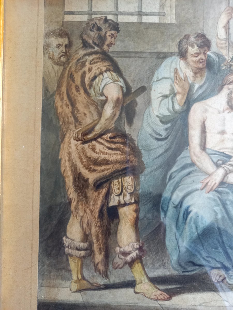 Early 19th Century. Watercolor. The Crowning With Thorns.  -photo-4