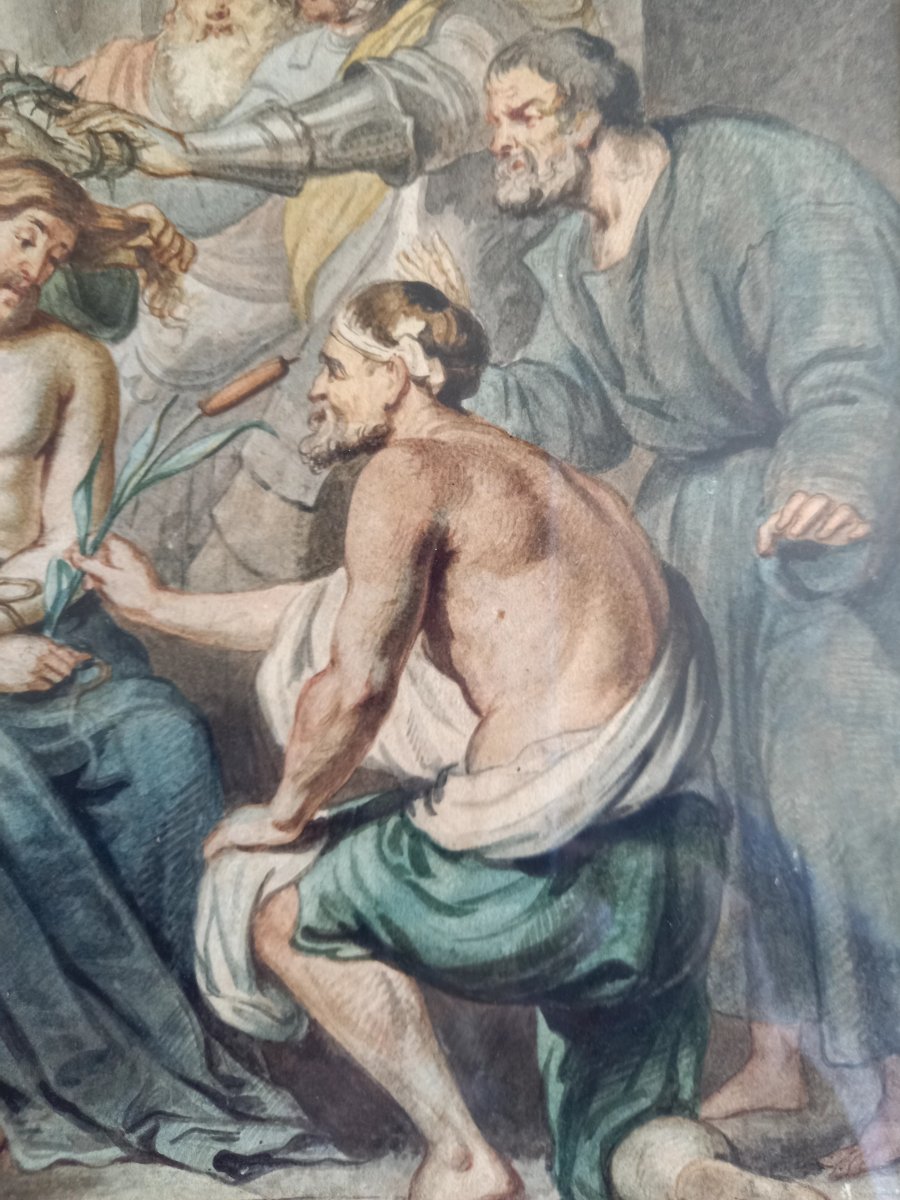 Early 19th Century. Watercolor. The Crowning With Thorns.  -photo-1