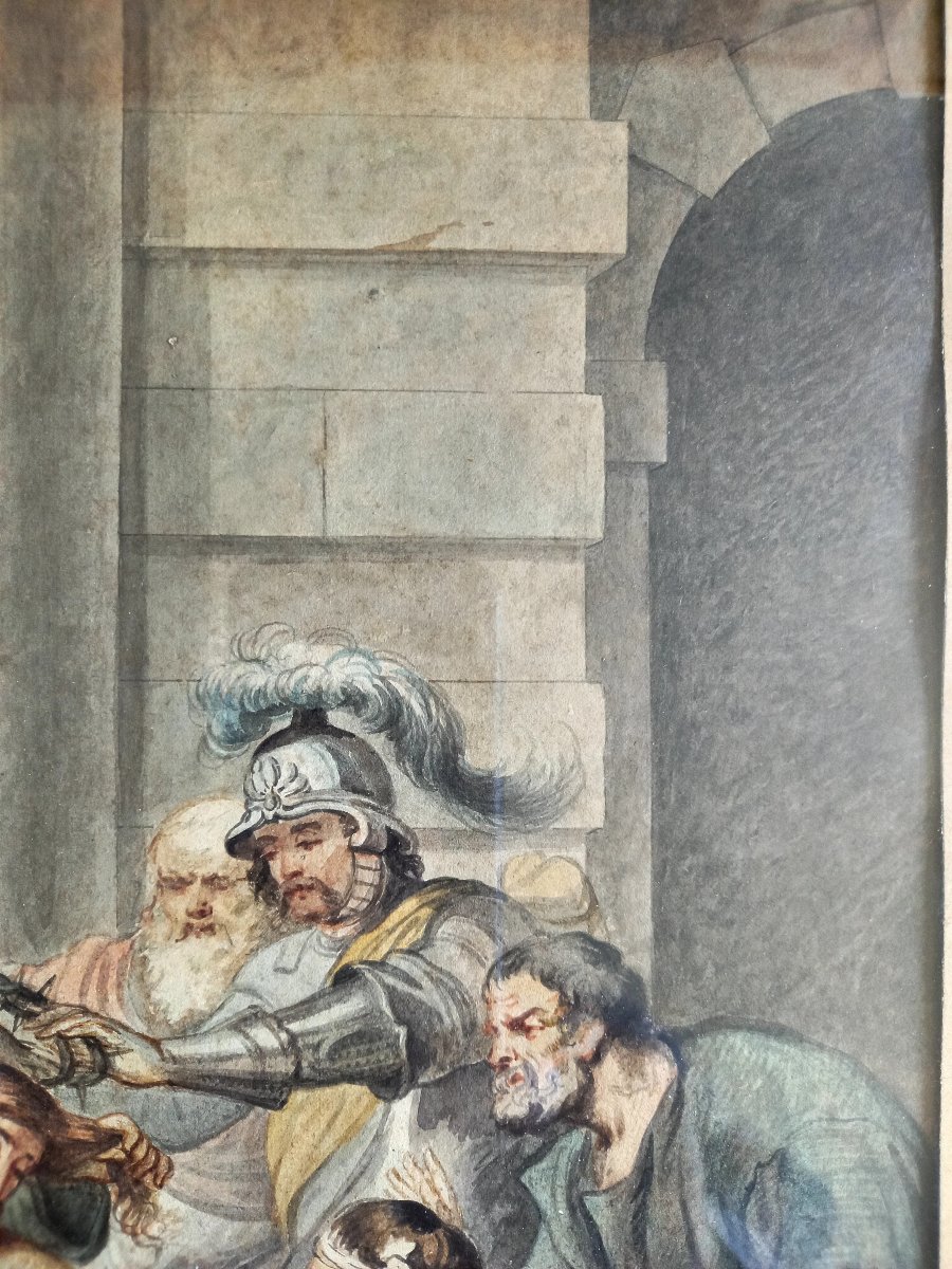 Early 19th Century. Watercolor. The Crowning With Thorns.  -photo-2