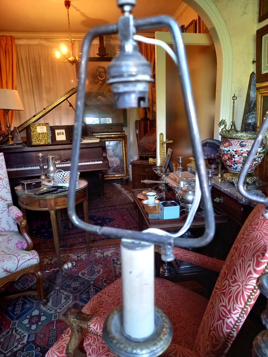 Pair Of Sturdy Louis XVI-style Silver-plated Candlesticks -photo-3