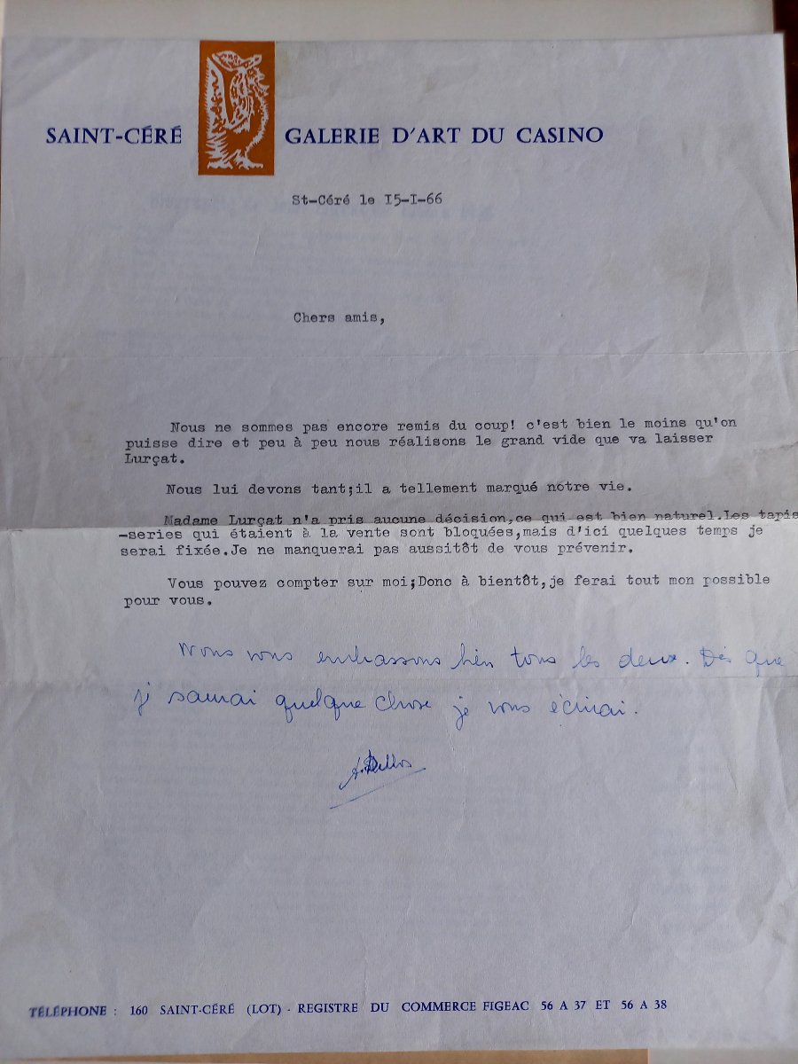 catalogue Jean Lurcat Nice 1968 et documents,  lettre de son épouse -photo-2