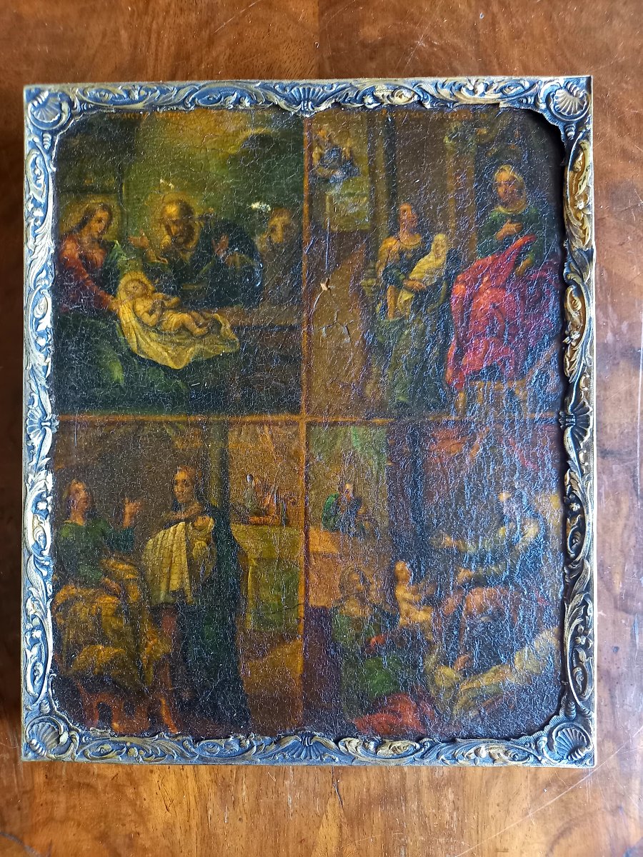 Dated 1840. Icon Framed In Gilded Silver. Russian Hallmark 