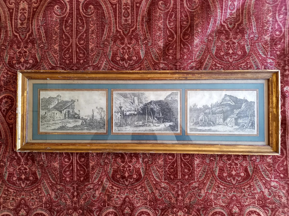 18th Century. Nicolas Perignon.  Set Of Three Framed Engravings 