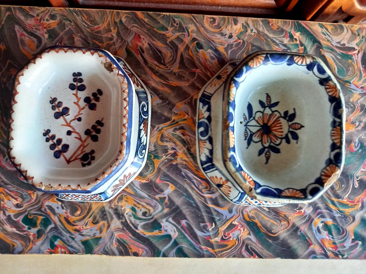Rouen Faience, Early 18th Century.  A Set Of Two  Salt Cellars-photo-2