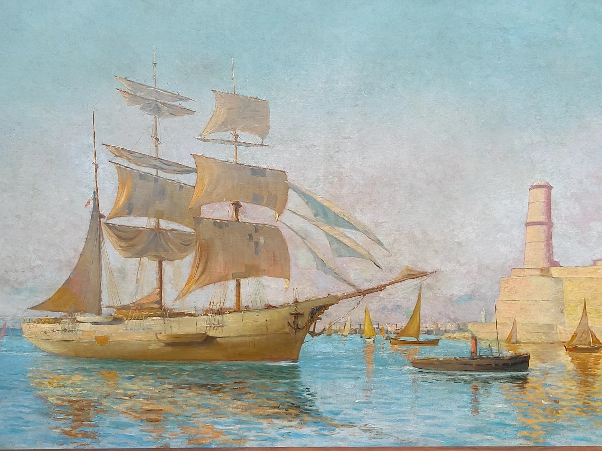 Raoul Duvernon .1911 L'entrée du port de Marseille -photo-2