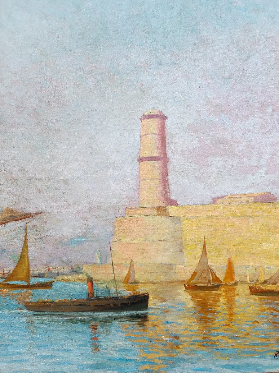 Raoul Duvernon .1911 L'entrée du port de Marseille -photo-3