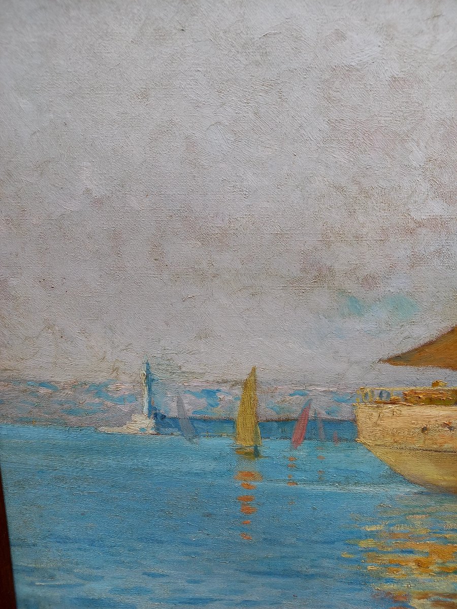 Raoul Duvernon .1911 L'entrée du port de Marseille -photo-4