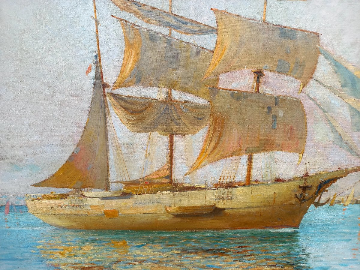 Raoul Duvernon .1911 L'entrée du port de Marseille -photo-1