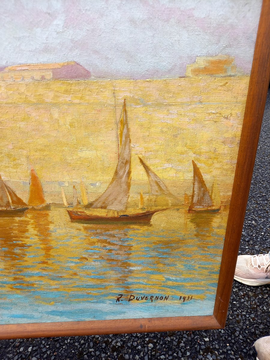 Raoul Duvernon .1911 L'entrée du port de Marseille -photo-2