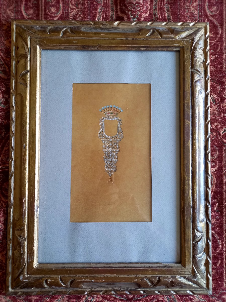 Vers 1880 . Projet de broche  ornée de diamants -photo-2