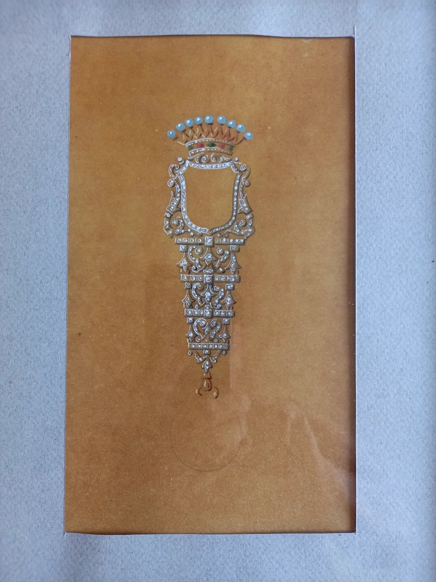 Vers 1880 . Projet de broche  ornée de diamants -photo-3