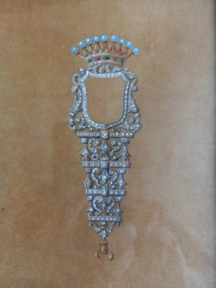 Vers 1880 . Projet de broche  ornée de diamants 
