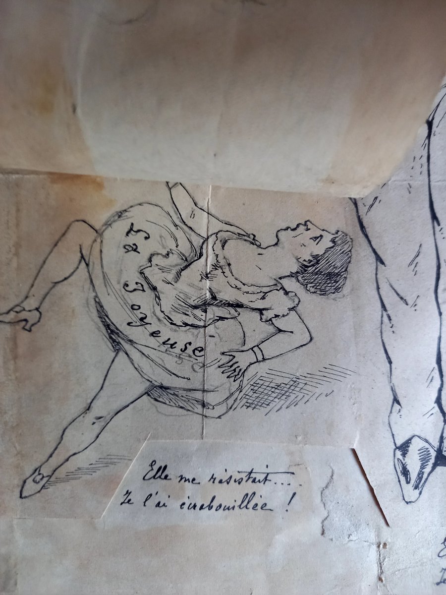 vers 1900 . Caricature à la plume -photo-1