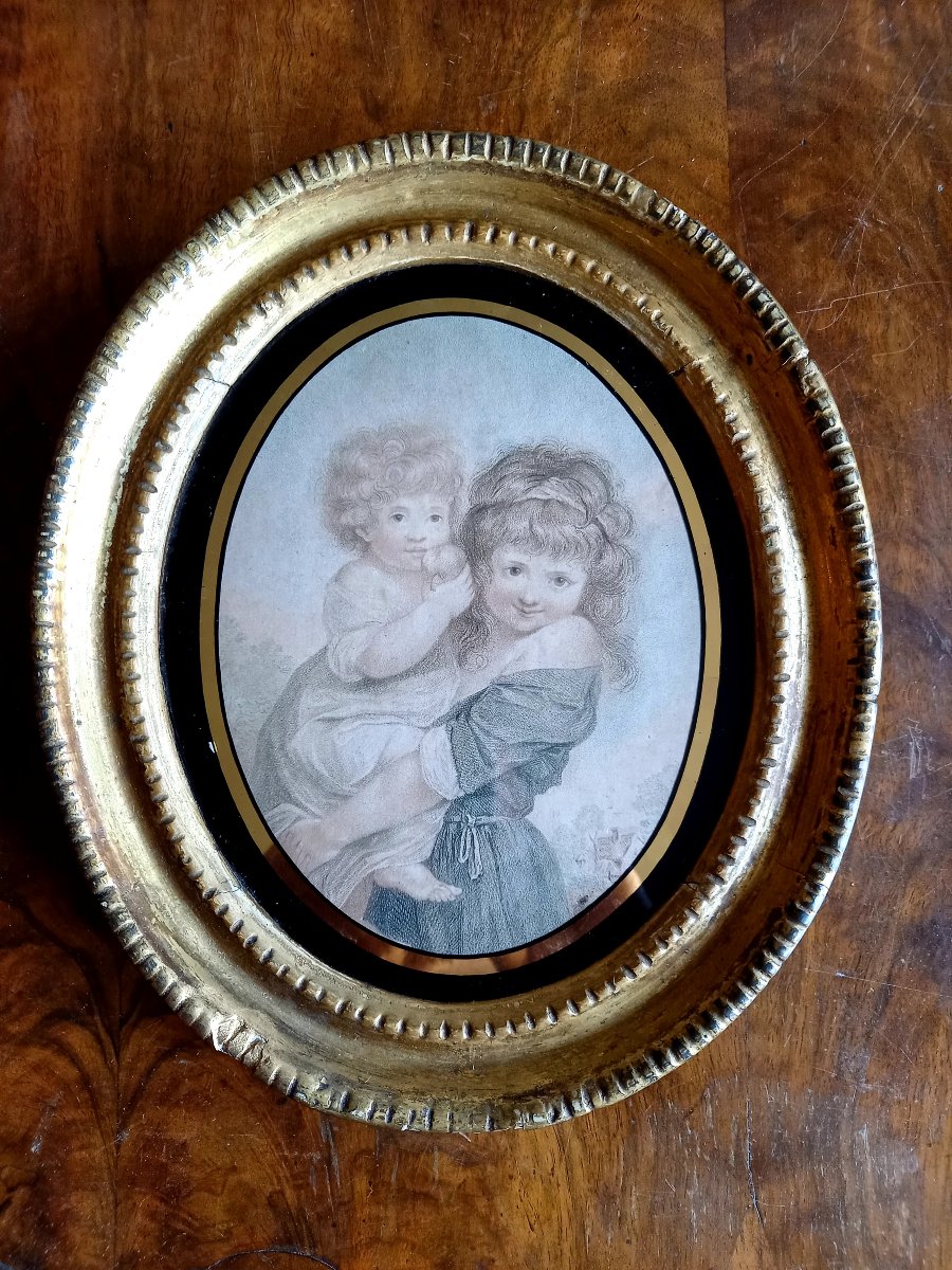 Fin XVIIIE. Angleterre.  Fixé sous verre 