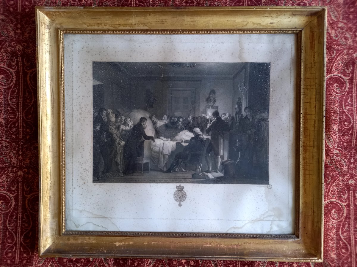 Les derniers instants du duc de Berry.  Gravure d'après Evariste Fragonard