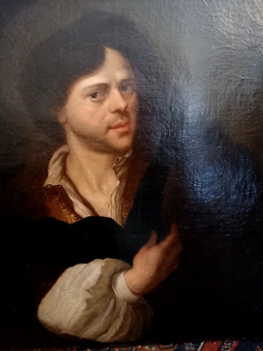 XVIIIe  .Autoportrait de Carl de Moor peintre du siècle d'or -photo-2