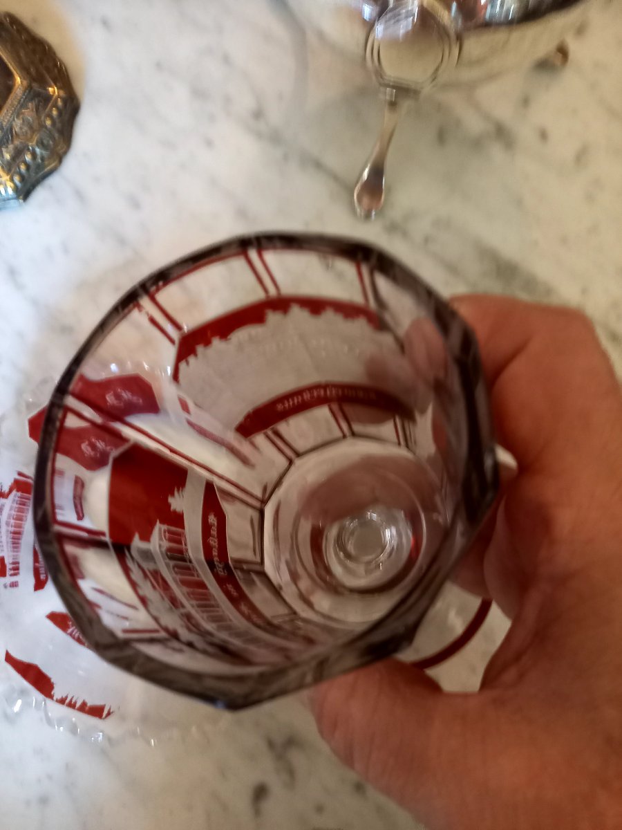 19th-century Bohemian Cut Crystal.  A Glass And Its Display Stand -photo-4