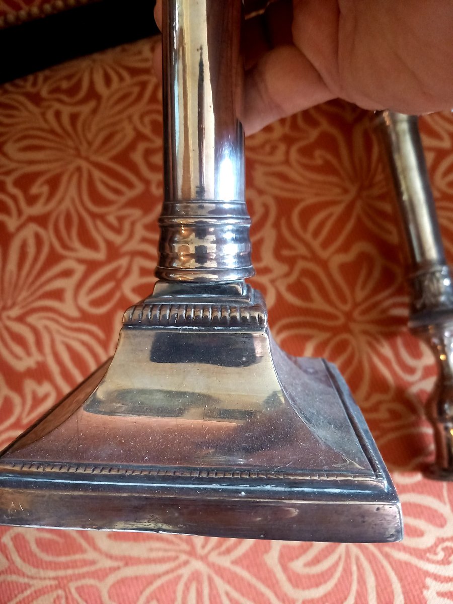 Pair Of Early 19th-century Silver-plated Candlesticks -photo-3